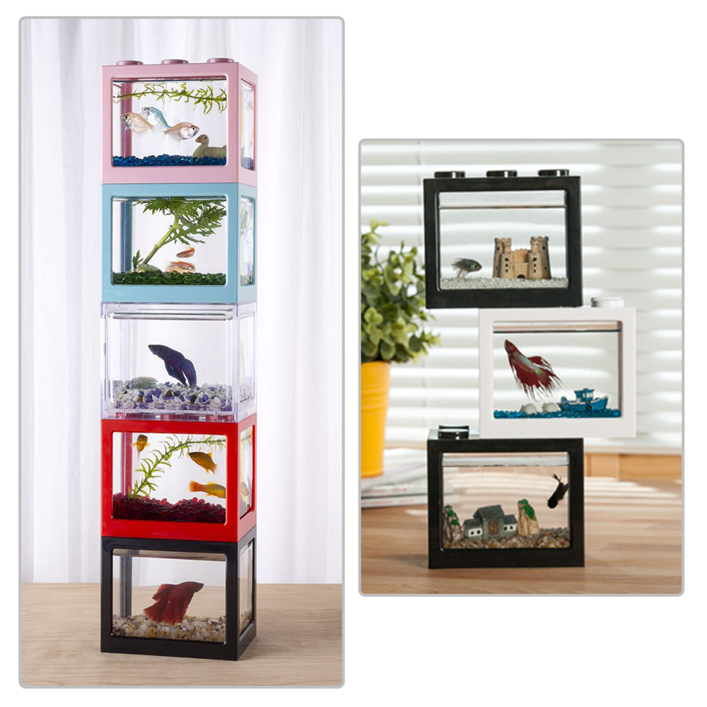 Fish Tanks Row Aquarium Stackable Tanks Feeding Tanks Reptile Row Box Desktop Decoration