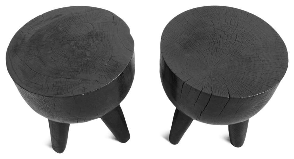 Ebony 4 Leg Side Table Stool   Rustic   Side Tables And End Tables   by Design Mix Furniture  Houzz