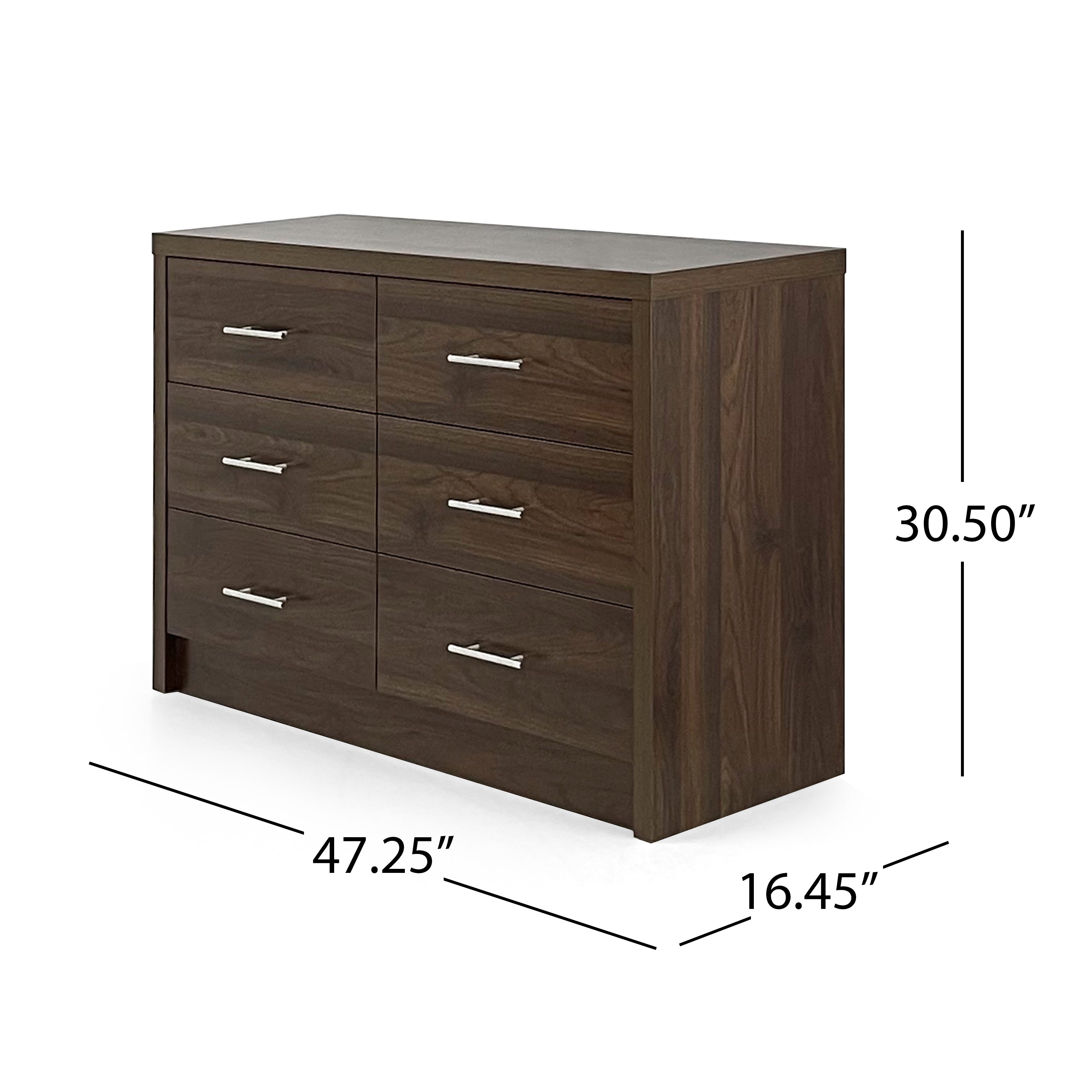 Marlette Modern Faux Wood 6 Drawer Double Dresser