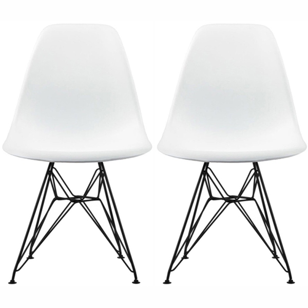 Molded Armless Plastic Dining Room Chairs (Set of 2)