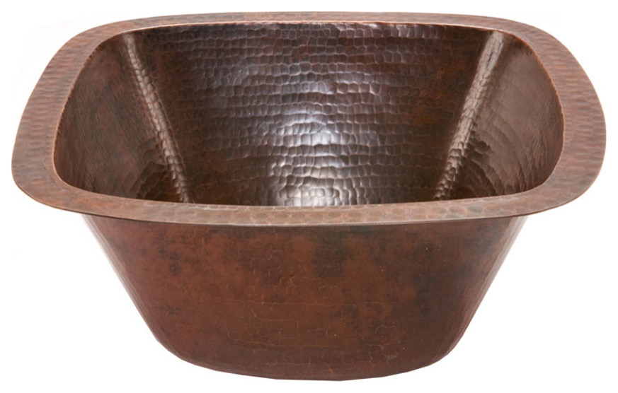 BS15DB3 15  x27 x27Square 16 Gauge Hammered Copper Prep Sink   Rustic   Bar Sinks   by Unique Online Furniture  Houzz