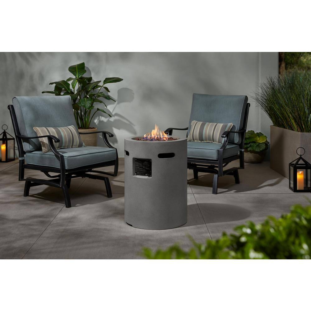 Hampton Bay Pendra 19.5 in. x 26 in. Round Concrete Gas Fire Column FP20306