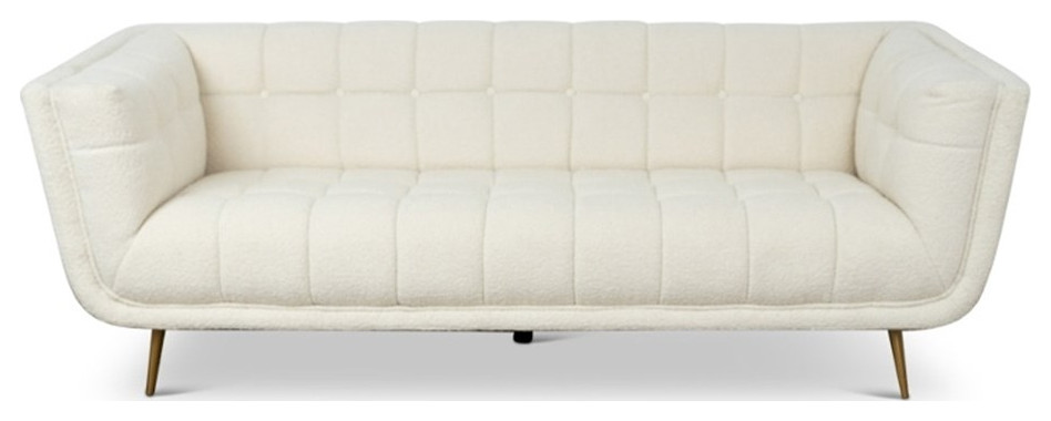 Alosio Luxury Modern Tufted Boucle Fabric Living Room Cream Couch   Midcentury   Sofas   by Homesquare  Houzz