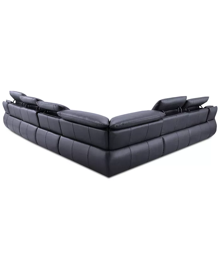 Furniture Daisley 6-Pc. Leather L Shaped Sectional Sofa with 3 Power Recliners