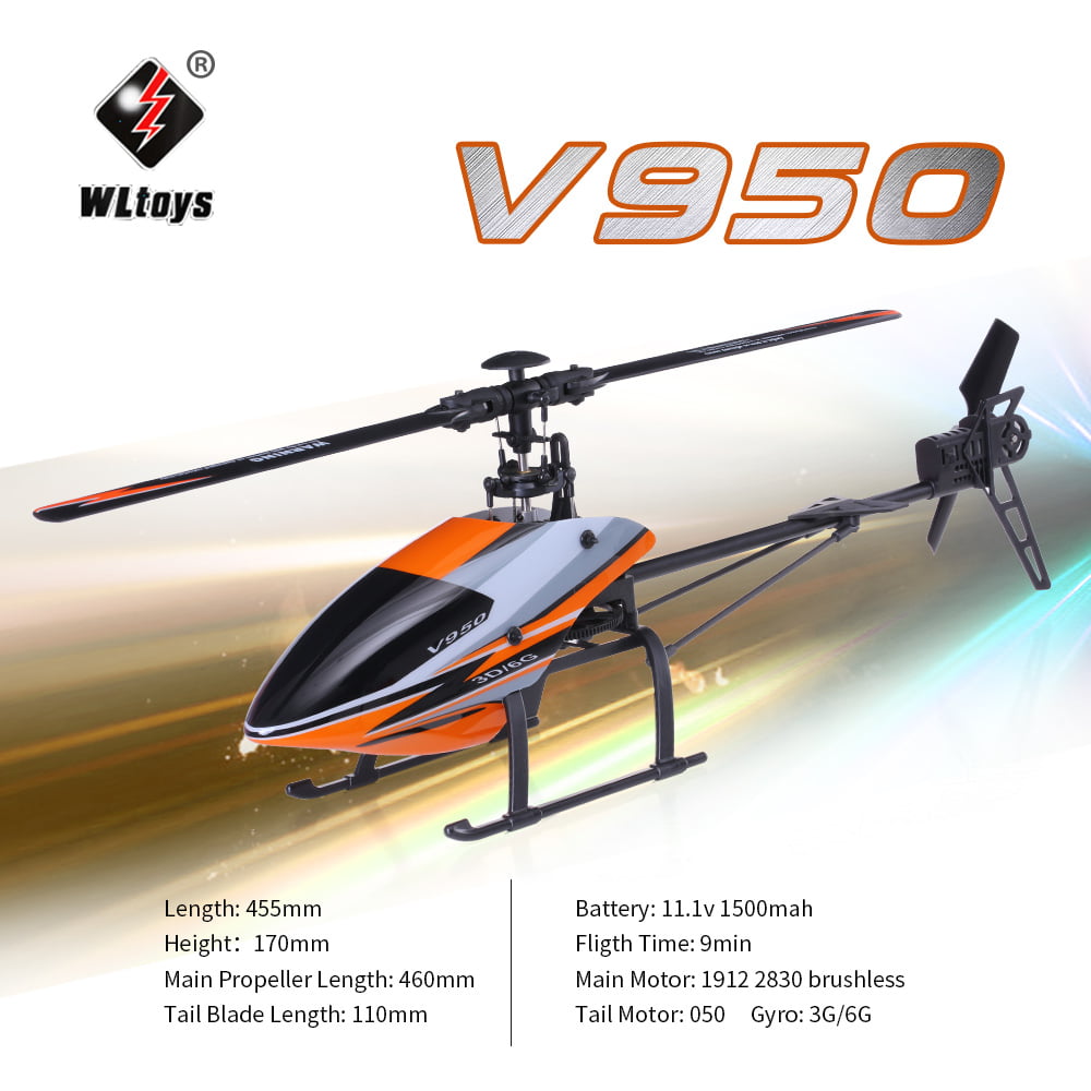 WLtoys V950 RC Helicopter 2.4G 6CH 3D 6G System Brushless Motor Flybarless RTF Helicopter