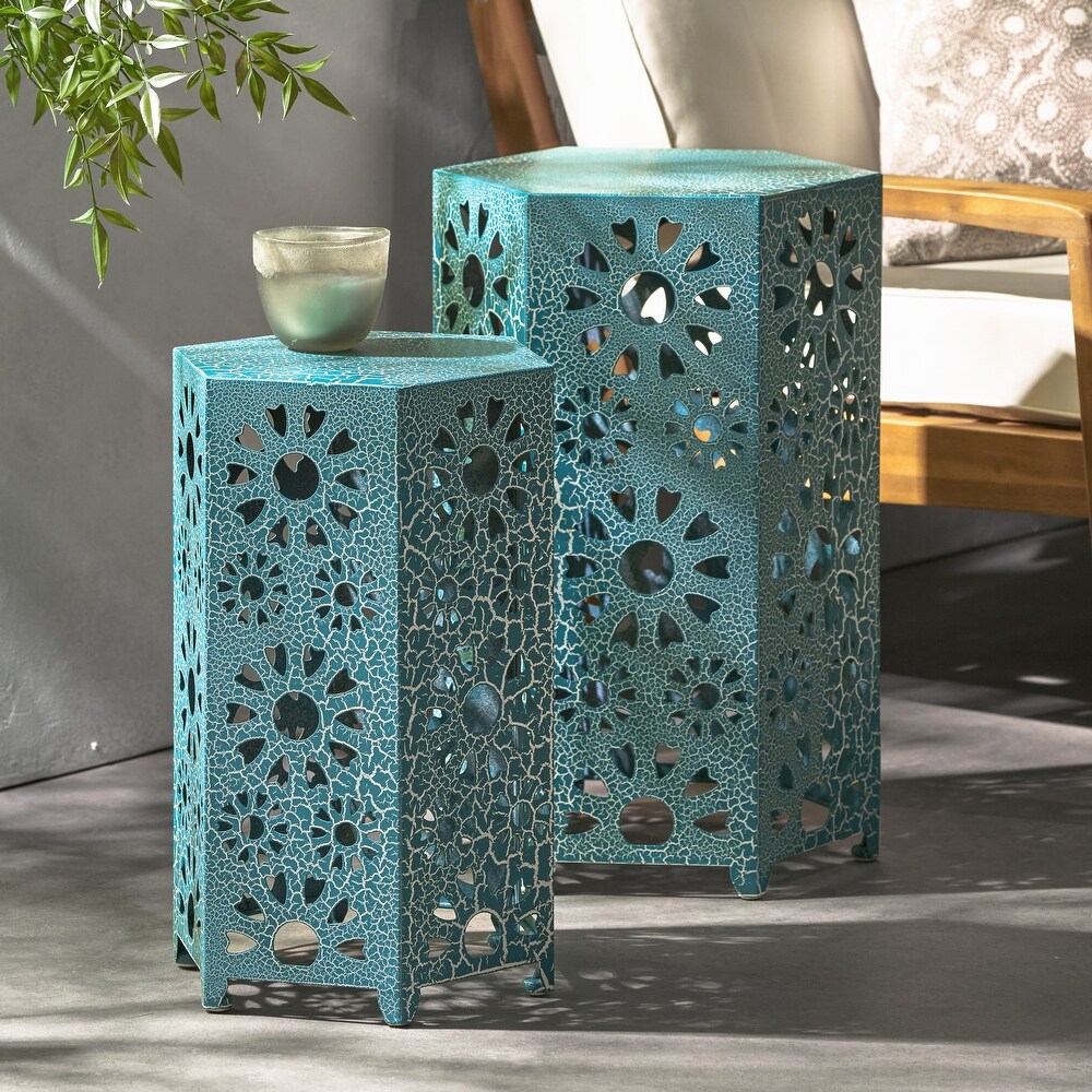 Eliana Outdoor 12 inch and 14 inch Nested Side Table Set by Christopher Knight Home