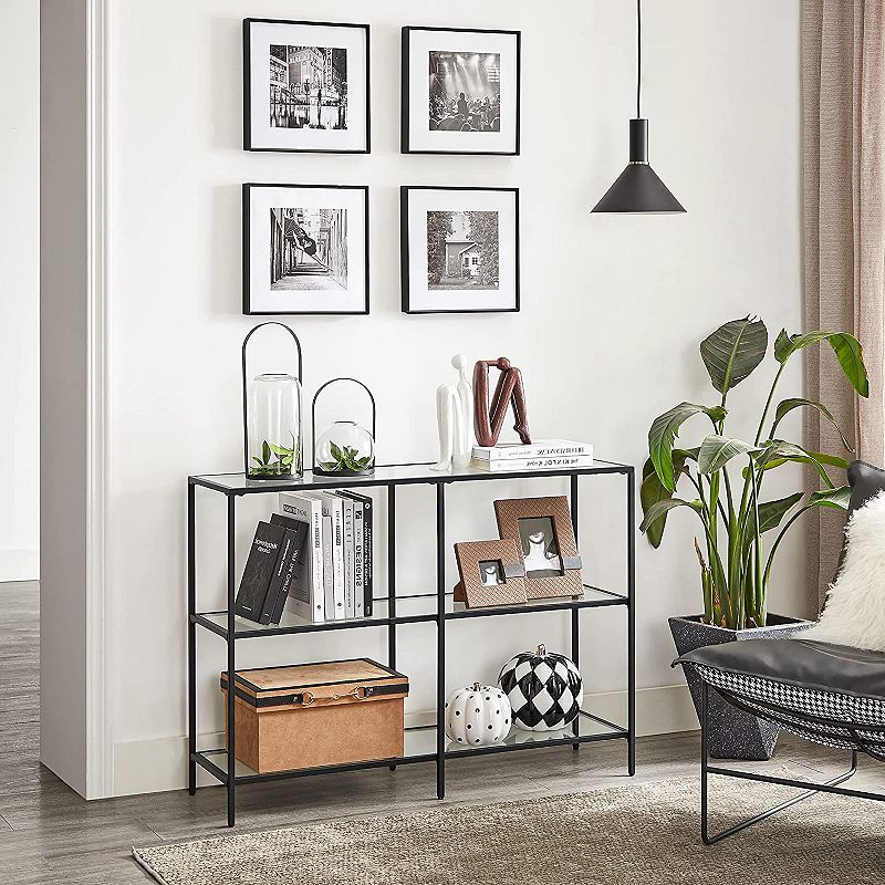 Console Sofa Table With 3 Shelves， Steel Frame