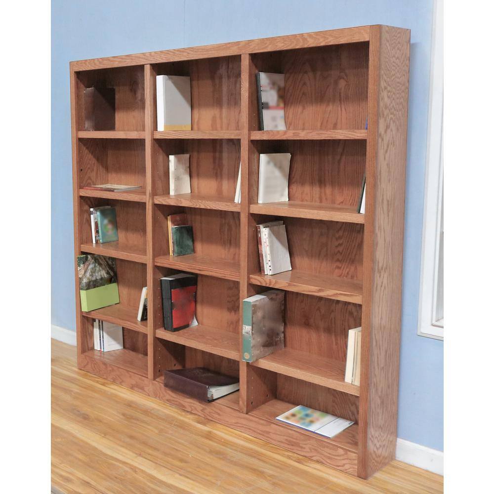 Concepts In Wood 72 in. Dry Oak Wood 15-shelf Standard Bookcase with Adjustable Shelves MI7272-D