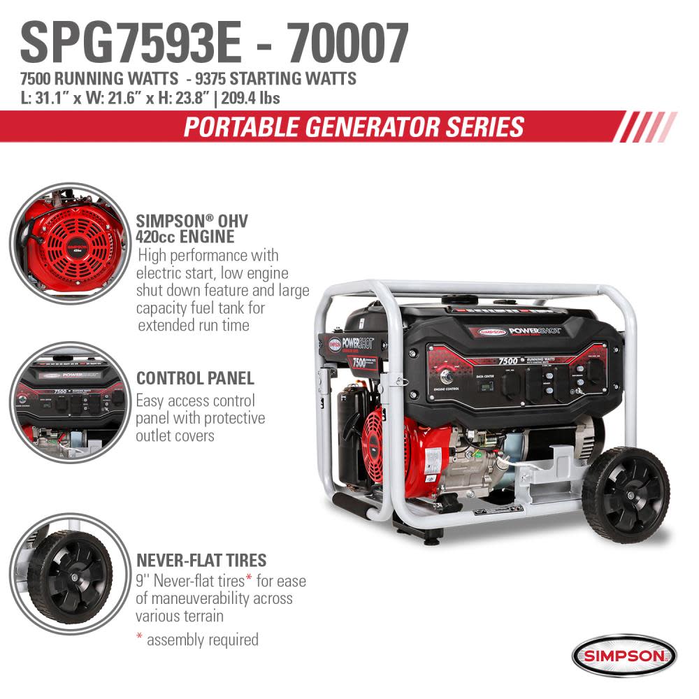 SIMPSON PowerShot Generator Portable 7500W/9375W ;