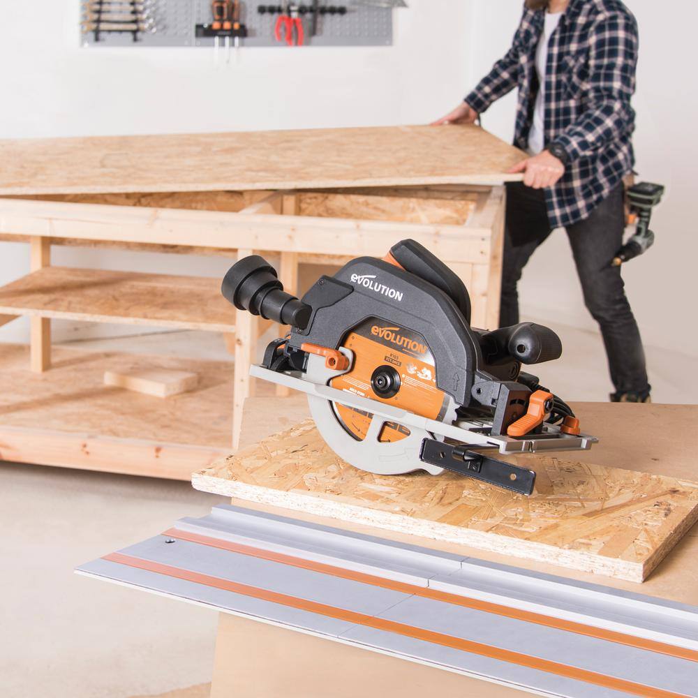 Evolution Power Tools 15 Amp 7-14 in. Circular Track Saw Kit with 40 in. Track Electric Brake and Multi-Material Blade R185CCSX