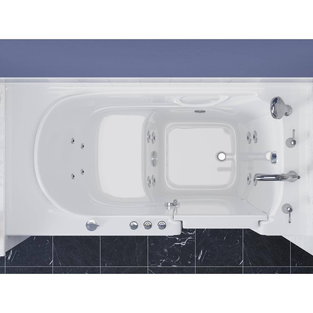 Universal Tubs HD Series 60 in. Right Drain Quick Fill Walk-In Whirlpool Bath Tub with Powered Fast Drain in White HD3060WIRWH