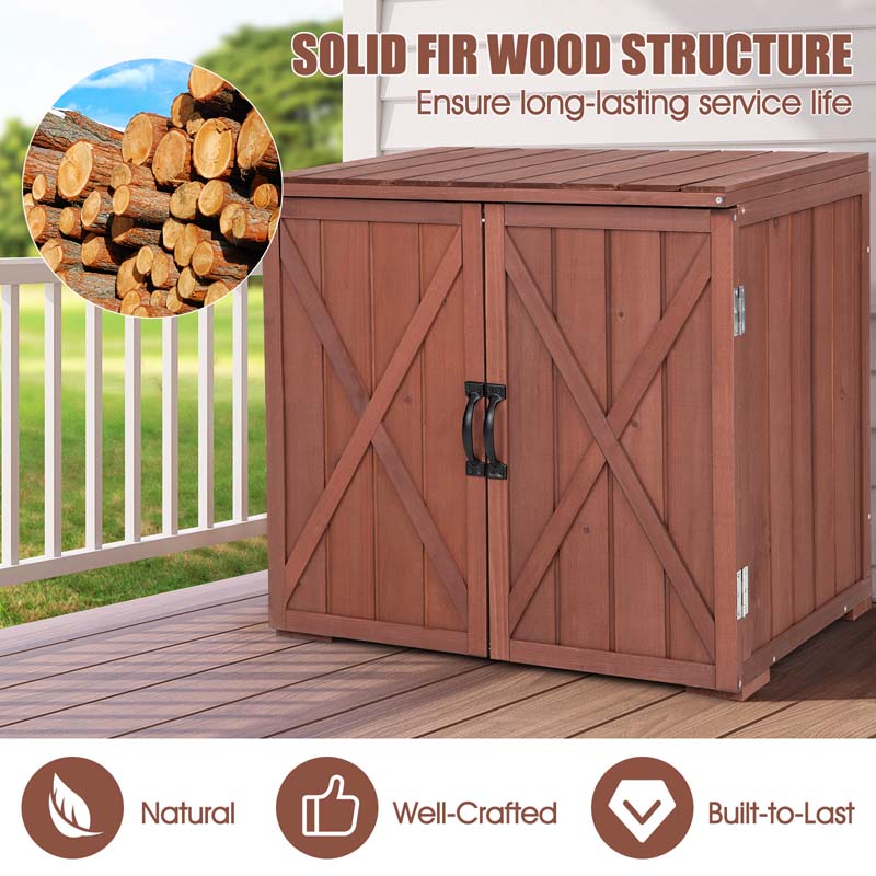 Wooden Garden Storage Cabinet Outdoor Tool Shed for Patio Backyard with Doors, 30