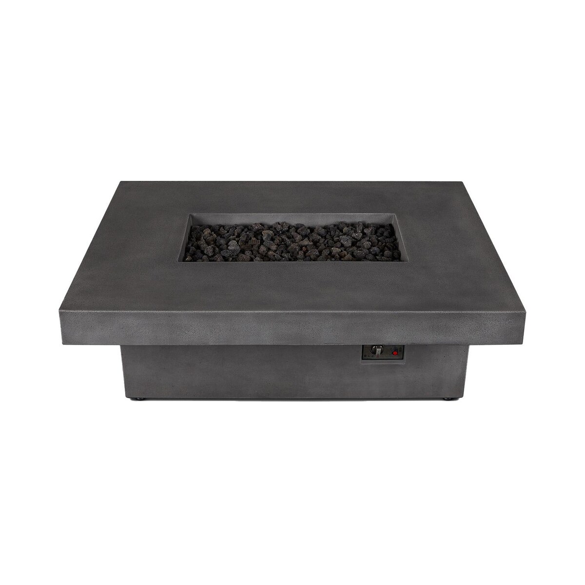 Signature Geneva 60 Inch Rectangle Concrete Propane Fire Pit Table With Hidden Tank in Smoke