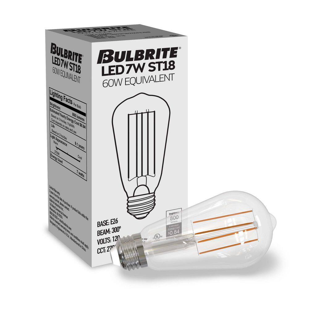 Bulbrite 60-Watt Equivalent Dimmable ST18 Vintage Edison LED Light Bulb with Medium (E26) Base 2700K (8-Pack) 861618