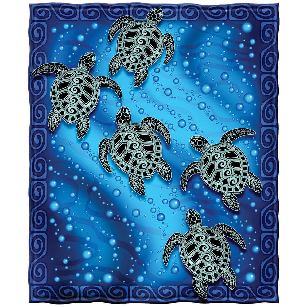 Tribal Sea Turtles Super Soft Plush Fleece Throw Blanket