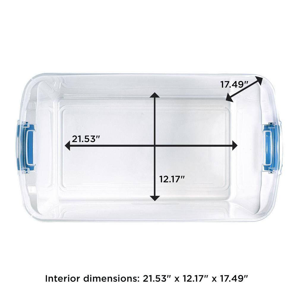 HOMZ 112 qt. Heavy Duty Clear Plastic Stackable Storage Containers (6-Pack) 3 x 3450CLRDC.02