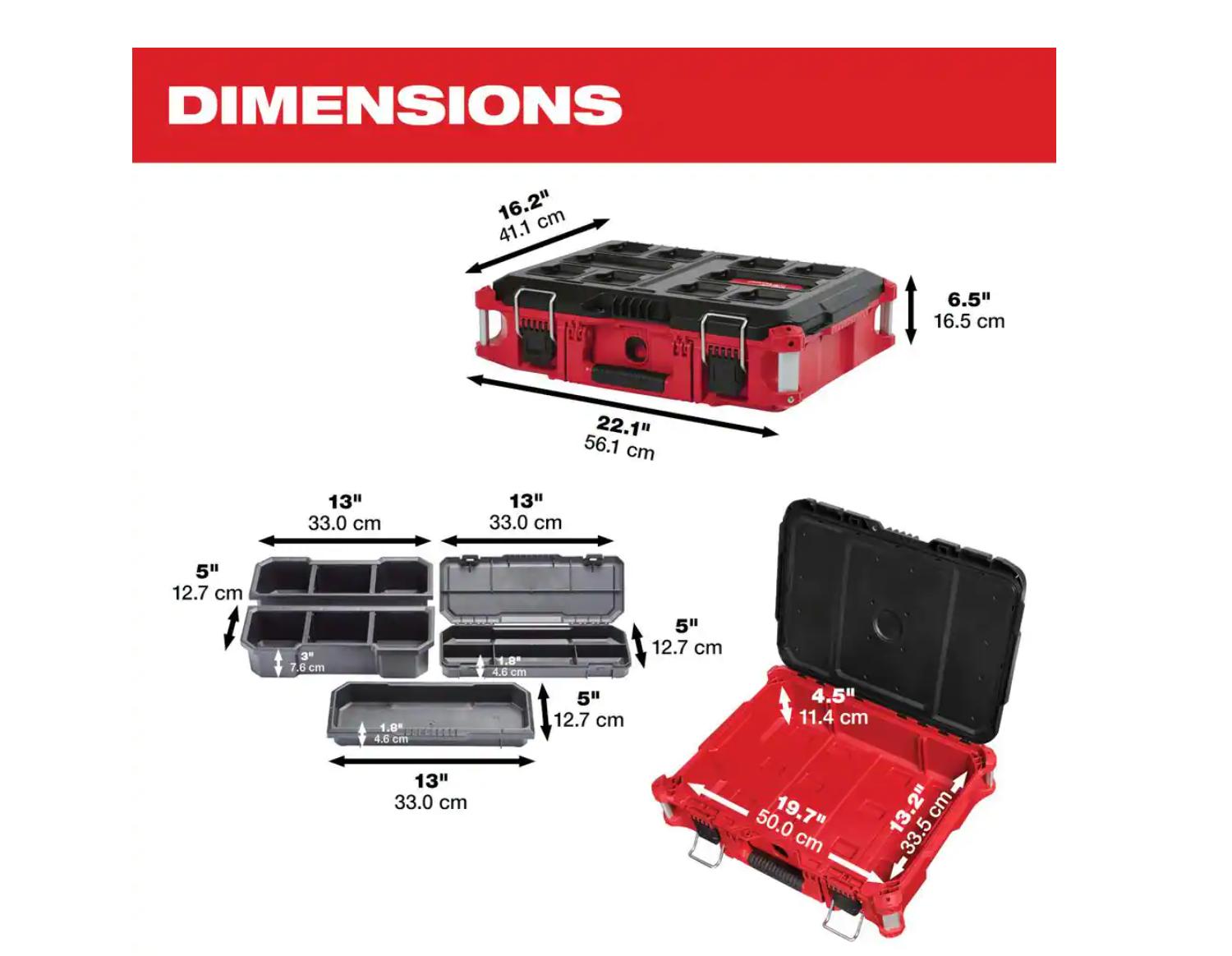 Milwaukee 48-22-8424 PACKOUT 22 in. Medium Red Tool Box with 75 lbs. Weight Capacity