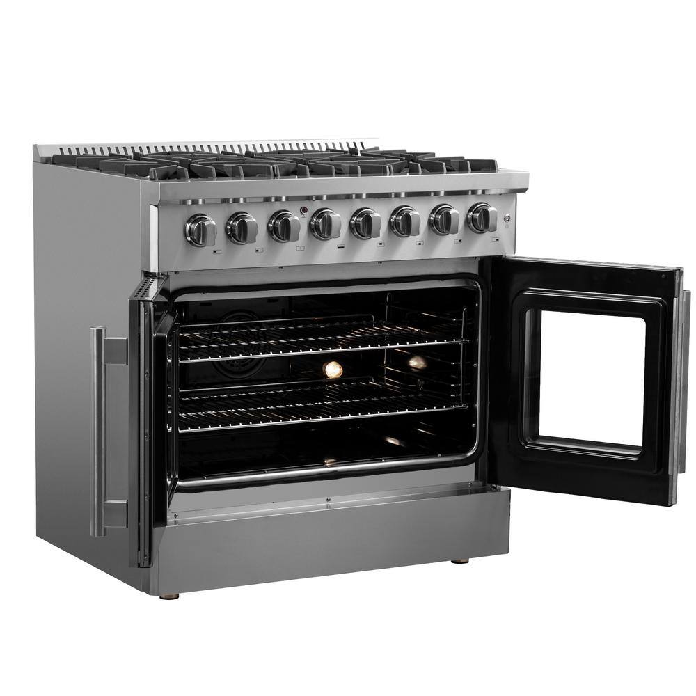 Forno Galiano 36 in. Freestanding French Door Double Oven Dual Fuel Range 6 Burners Stainless Steel FFSGS6356-36