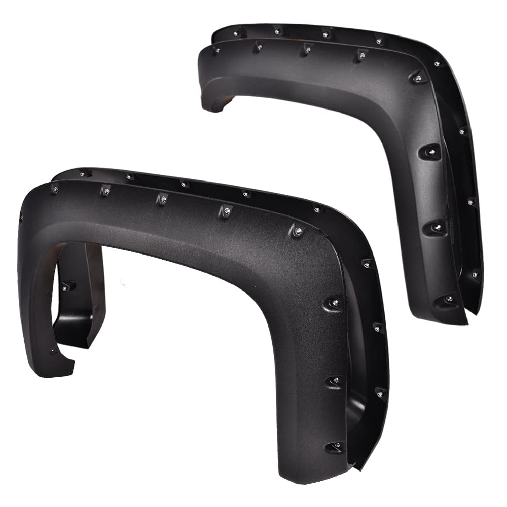 PIT66 Fender Flares Fit for 07-13 Silverado 1500/07-14 2500 HD 3500 HD (Not Fit Dually Model)， (only fit  6.5and8fit Long Bed， not Fit 5'8