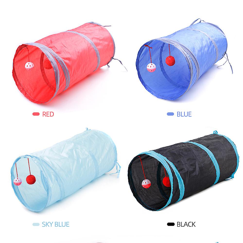 Collapsible Cat Tunnel Interactive Play Toy With Ringbell Ball For Hiding Hunting And Resting  Ideal For Multi-cat And Independent Play Red