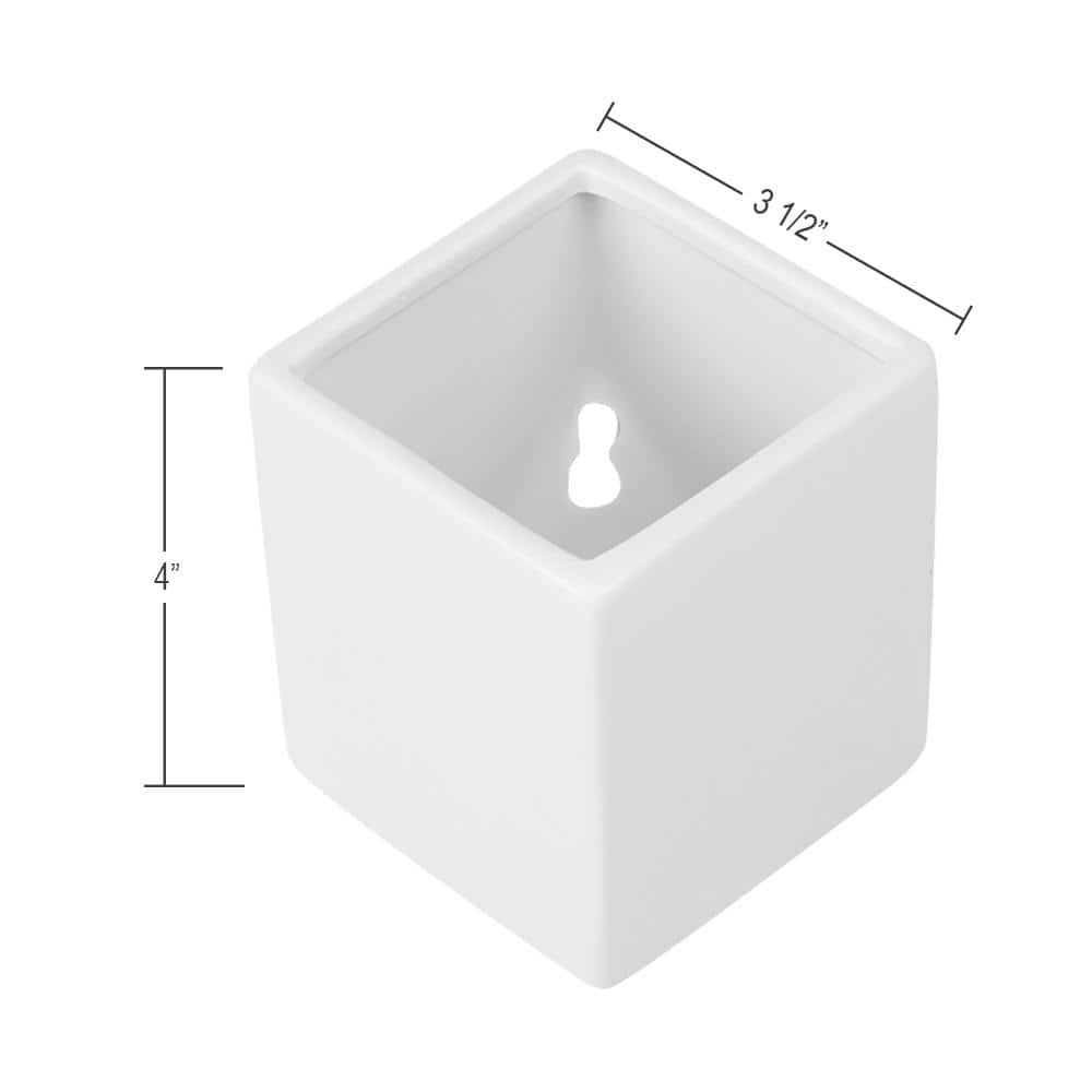 Arcadia Garden Products Cube 3-1/2 in. x 4 in. Matte White Ceramic Wall Planter (3-Piece) WP20