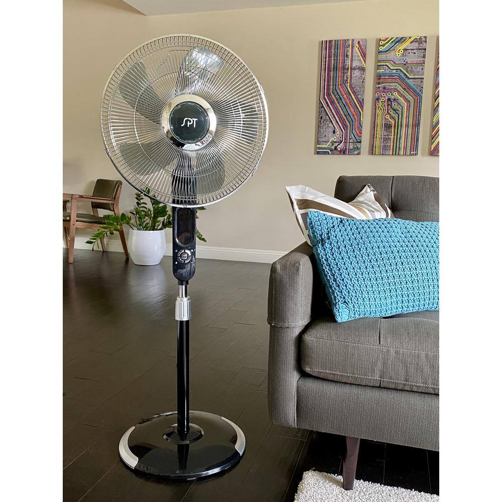 SPT Adjustable-Height 57 in. Oscillating Pedestal Fan with Touch-Stop Sensor SF-16T07A