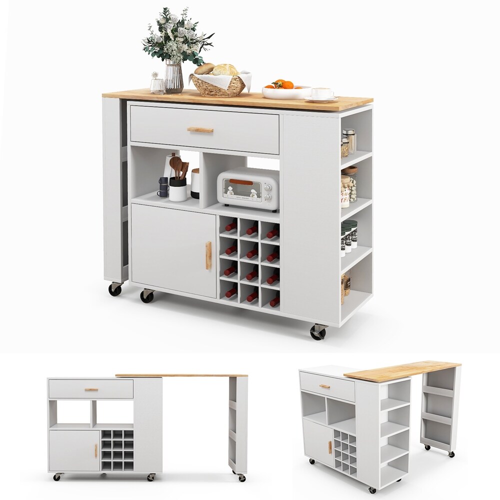 Costway Reversible Folding Kitchen Island Cart Utility Storage Trolley   See Details