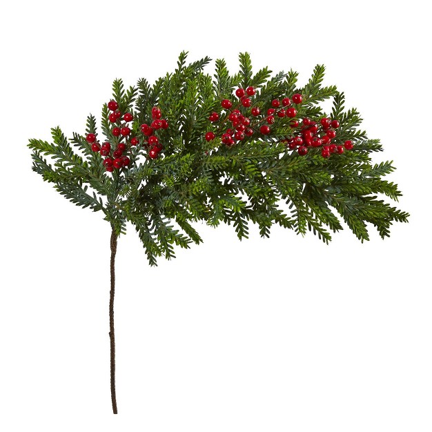 Nearly Natural 34 in Pine And Berries Artificial Plant set Of 3