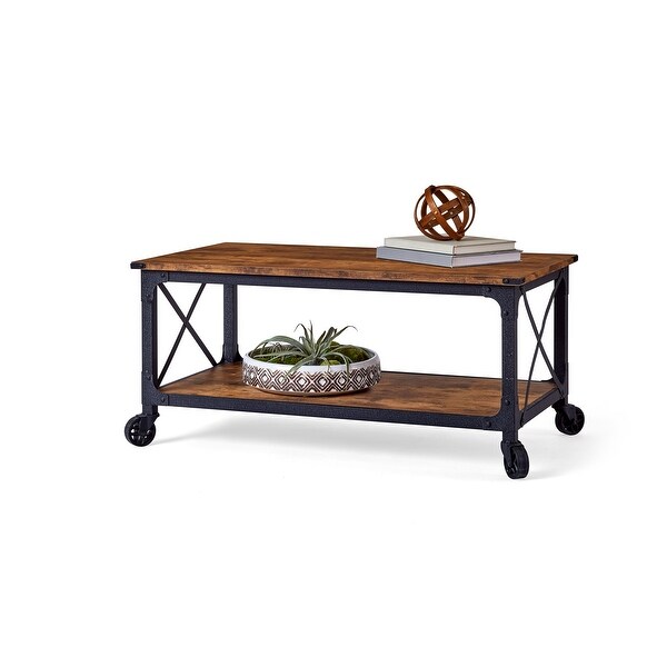 Rustic Country Coffee Table， Weathered Pine Finish