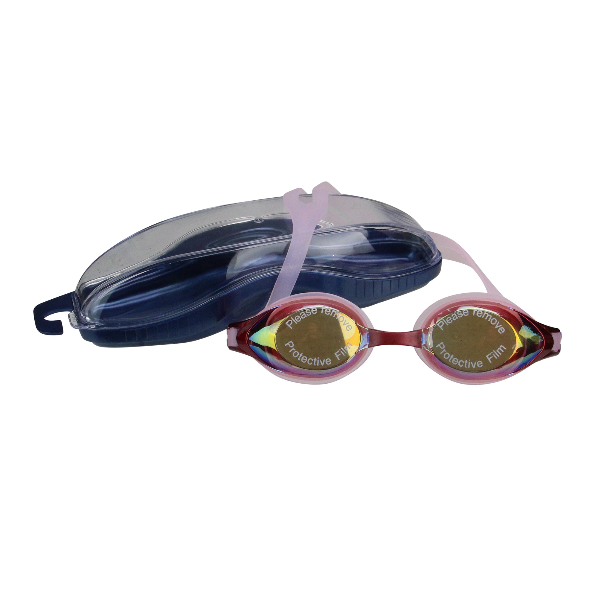 7" Pink Mirrored Competition Swimming Goggles