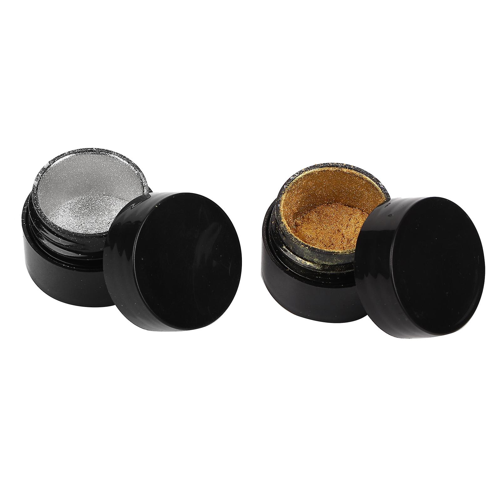 15g Professional Nail Metal Powder Dust Manicure Design Decoration With Brush (gold + Silver)