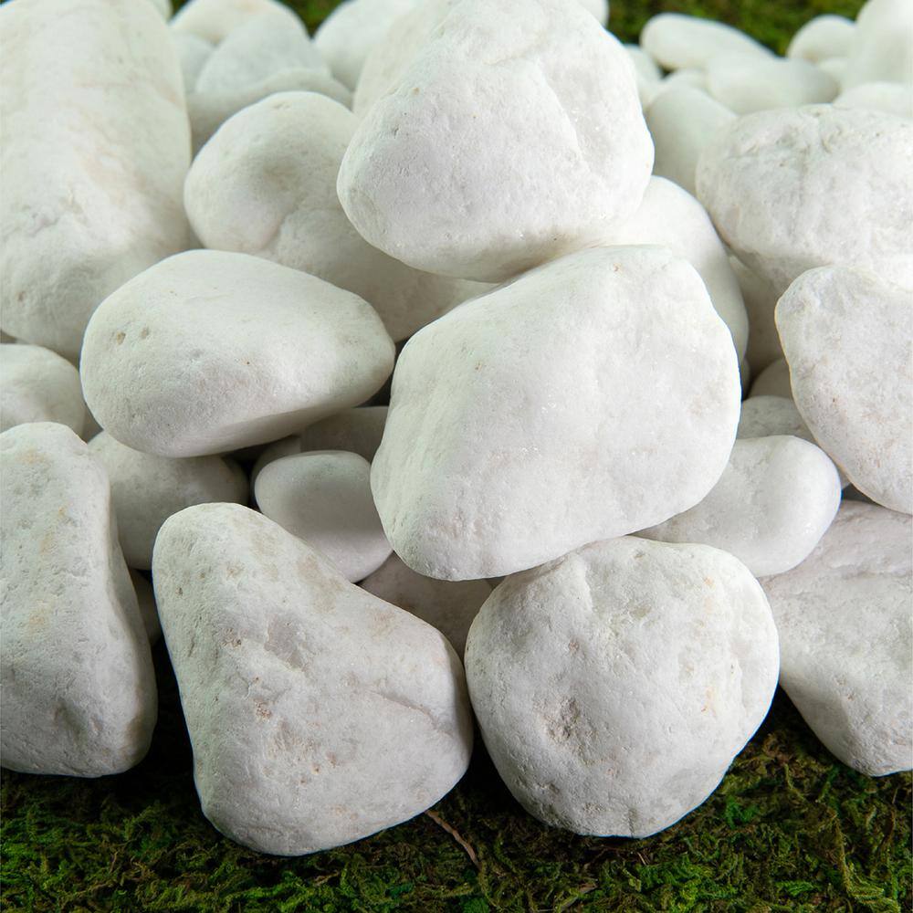 Southwest Boulder  Stone 0.25 cu. ft. 2 in. to 3 in. Porcelain White Rock Pebbles for Potted Plants Gardening and Succulents 02-0239