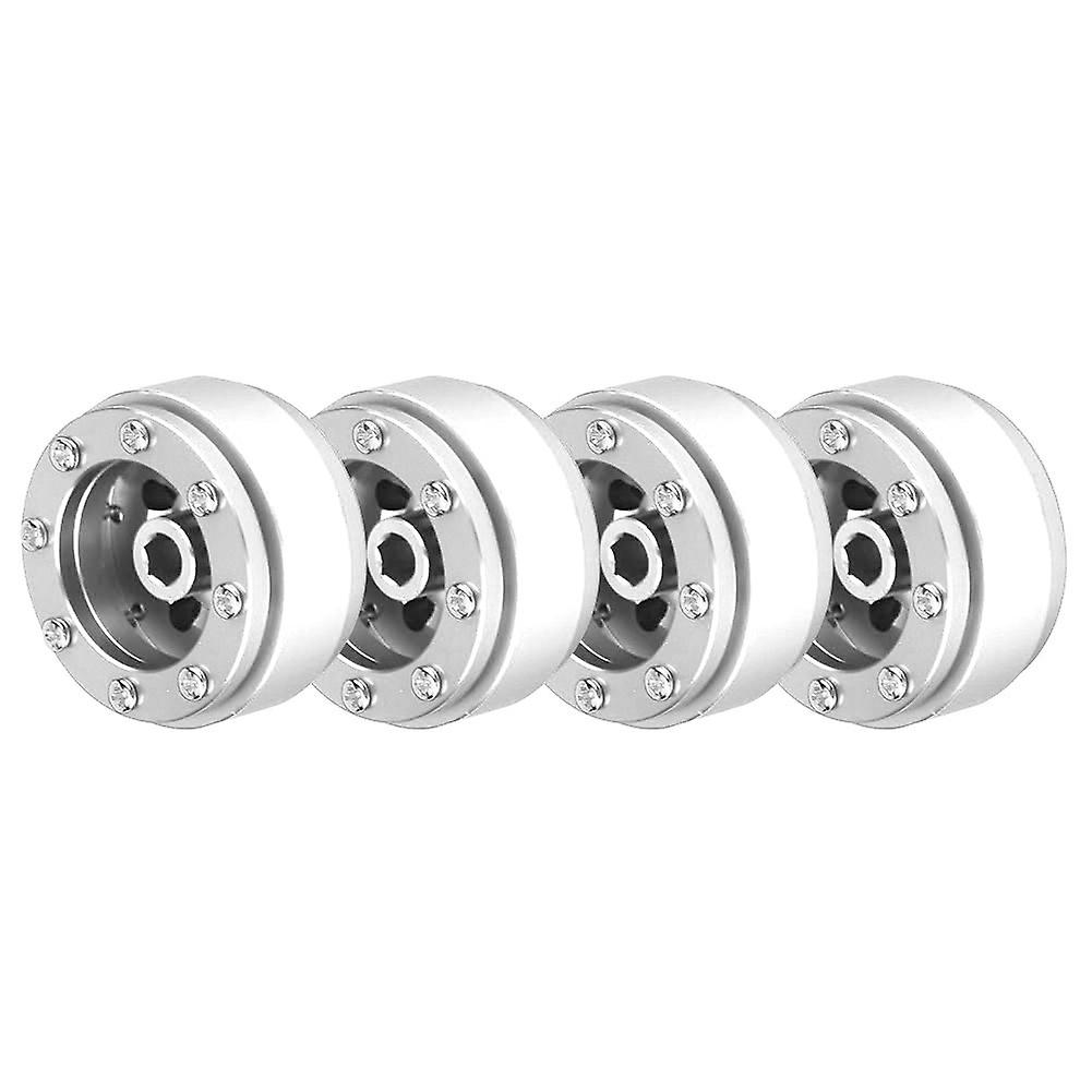 4pcs Rc Car Aluminium Alloy Beadlock Wheel Hubs For Wpl 1/16 Rc Military Truck (silver+silver)