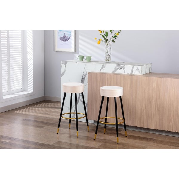 30.11 in. Set of 2 Metal Frame Bar Stool with Velvet Seat