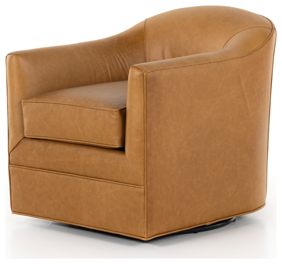 Quinton Swivel Chair  Ontario Camel   Contemporary   Armchairs And Accent Chairs   by The Khazana Home Austin Furniture Store  Houzz