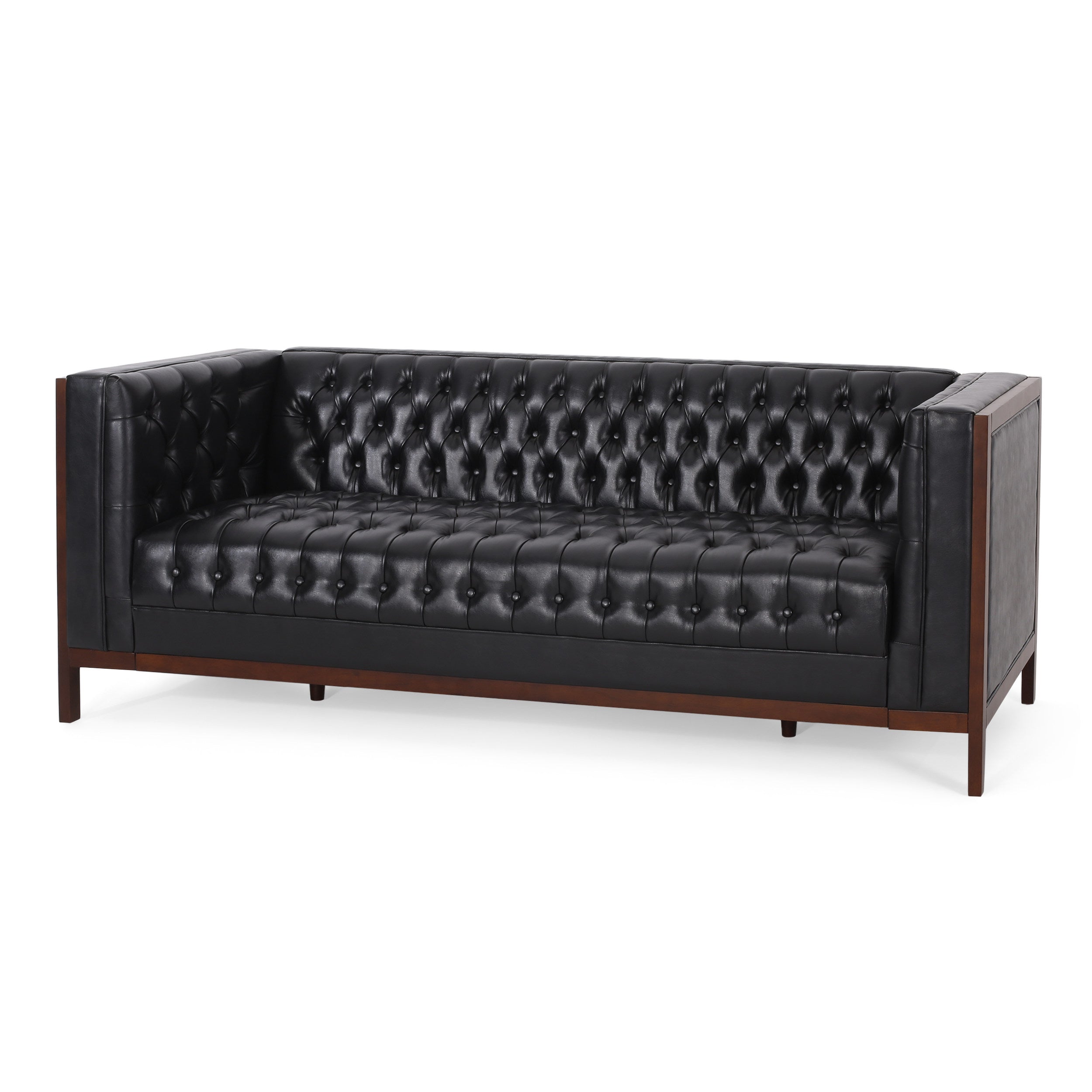 Elias Contemporary Faux Leather Tufted 3 Seater Sofa