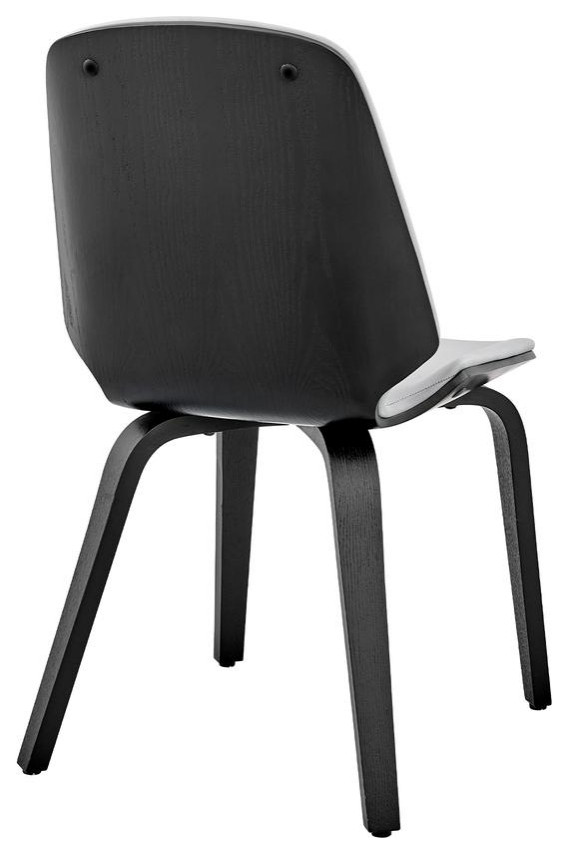 Brinley Gray Faux Leather and Black Wood Dining Room Accent Chair   Contemporary   Dining Chairs   by BisonOffice  Houzz