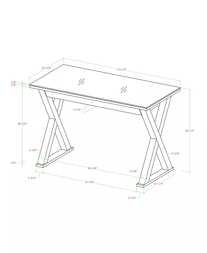 Walker Edison Home Office 48 Glass Metal Computer Desk - White