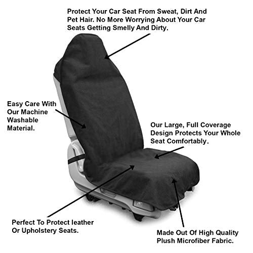 lebogner Waterproof Sweat Towel Car Seat Cover for Post Gym Workout， Running， Swimming， Beach and Hiking， Universal Fit Anti-Slip Bucket Seat Protector for Cars， SUVs and Trucks， Machine Washable