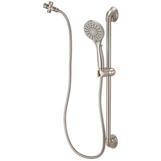 OLYMPIA 1-Spray Patterns 4.13 in. Wall Mount Handheld Shower Head Set in PVD Brushed Nickel P-4420-BN