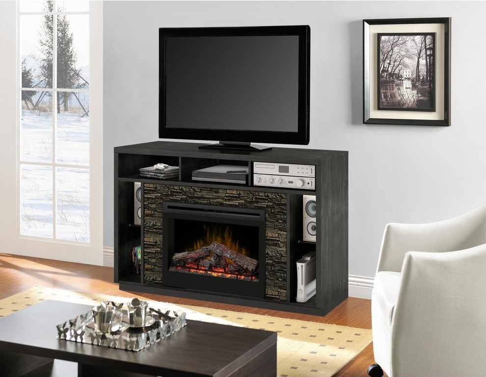 Malva 26 Tall Table Lamp with Glass Shade in Blackened Bronze/Seeded   Contemporary   Entertainment Centers And Tv Stands   by BisonOffice  Houzz