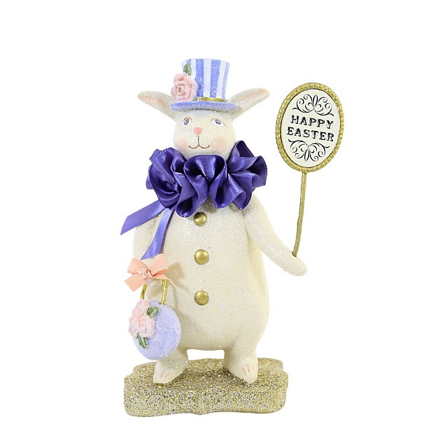 Heather Myers Bacco One Figurine 6 25 Inches Easter Spring Bunny Rabbit 55452 Polyresin Purple