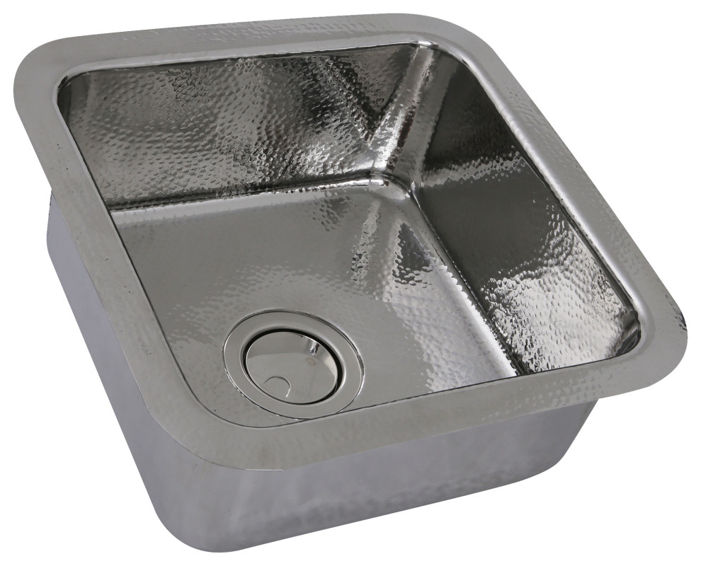 Nantucket Sinks SQRS 7 16.5 quotSquare Hammered Stainless Bar Sink  Polished   Contemporary   Bar Sinks   by DirectSinks  Houzz