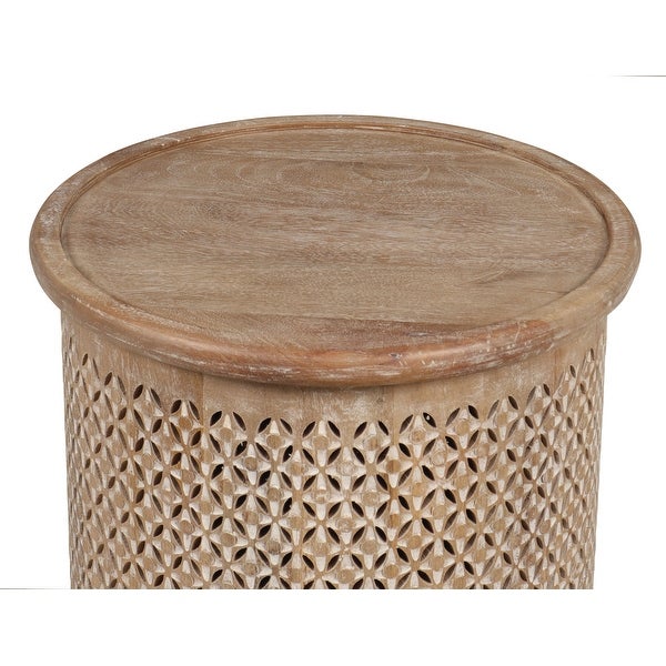 Sumter 17-inch Diameter Mango Wood Drum Side Table