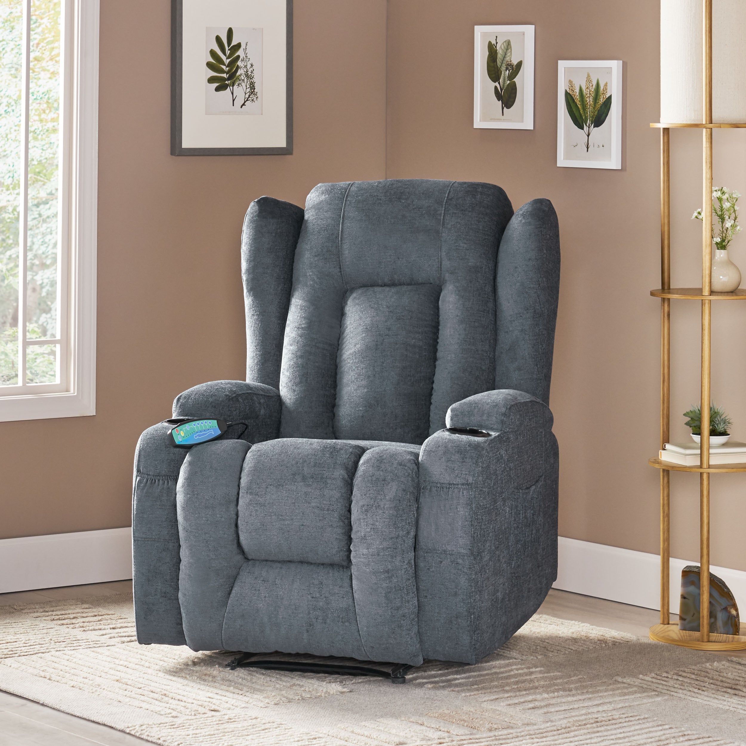 Ellerslie Contemporary Pillow Tufted Massage Recliner