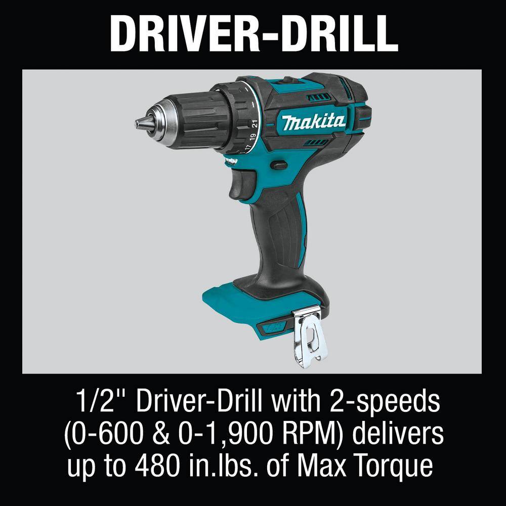 Makita 18V LXT Lithium-Ion Cordless 5-pc. Combo Kit (Drill-DriverImpact DriverCircular SawRecipro SawLight) 4.0Ah XT510SM