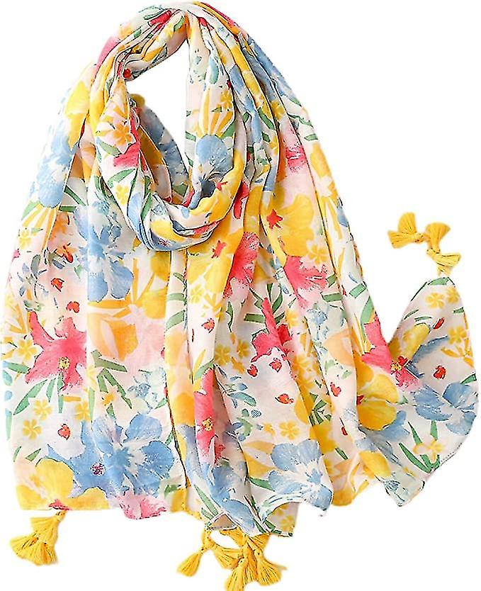 Women's Scarves Wraps Fashion Lady Shawl Stole Flower Printed Soft Feeling Lightweight To Any Outfit All Seasons Clothing Accessory(1pcs，colorful)