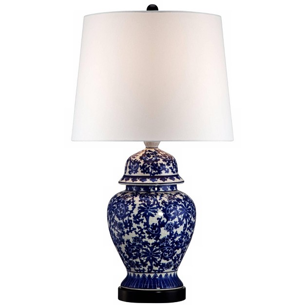 High Temple Porcelain Jar Blue Floral White Drum Shade For Living Room Family Bedroom Bedside color May Vary