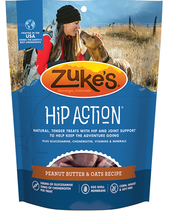 Zukes Hip Action Peanut Butter and Oats Dog Treats with Glucosamine an