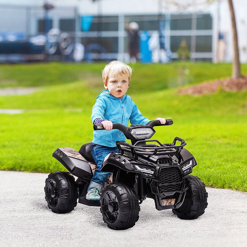 Aosom Kids Ride on ATV Four Wheeler Car with Real Working Headlights 6V Battery Powered Motorcycle for 18 36 Months Black